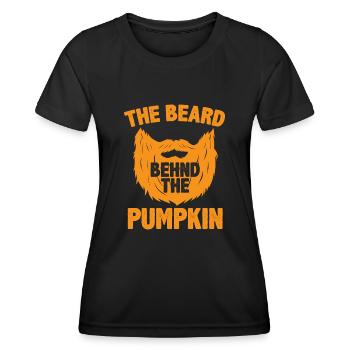 Der Bart hinter dem Kürbis lustiger frischgebackener Vater - Frauen Funktions-T-Shirt - Schwarz - Vorne - AI Model Female 172 light (172cm)