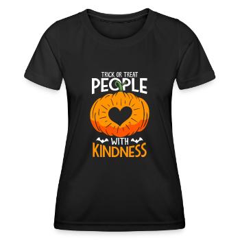 Trick or Treat Menschen mit Freundlichkeit Frauen - Frauen Funktions-T-Shirt - Schwarz - Vorne - AI Model Female 172 light (172cm)