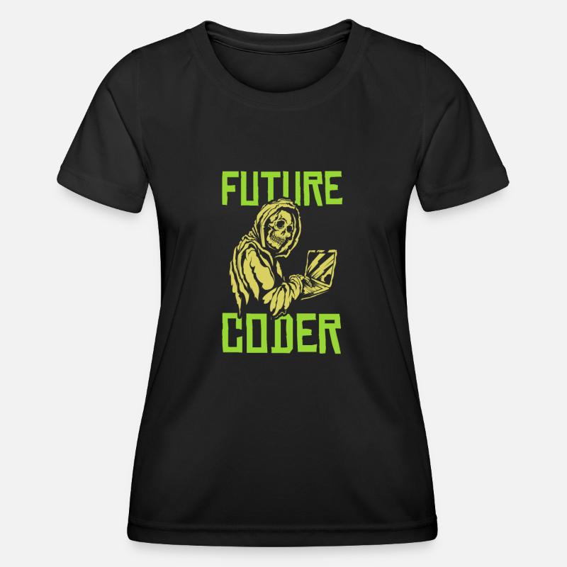 Entwickler Coder Programmierer Schädel - Frauen Funktions-T-Shirt - Schwarz