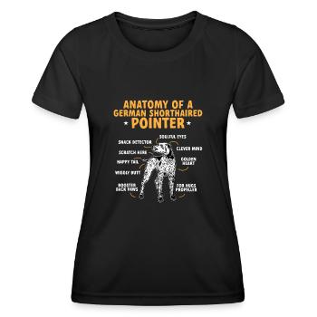 Chien GSP allemand à poil court - T-shirt sport Femme - noir - Devant - AI Model Female 172 light (172cm)