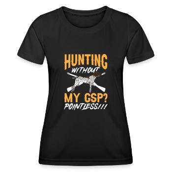 Chien GSP allemand à poil court - T-shirt sport Femme - noir - Devant - AI Model Female 172 light (172cm)