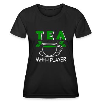 Teetrinker Tee Tasse Teamplayer Teetasse - Frauen Funktions-T-Shirt - Schwarz - Vorne - AI Model Female 172 light (172cm)