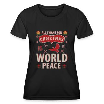 All I want for Christmas is World Peace - Frauen Funktions-T-Shirt - Schwarz - Vorne - AI Model Female 172 light (172cm)