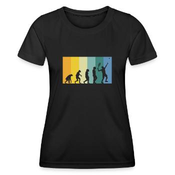 Evolution Tennis - Tennisspieler vintage Farben - Frauen Funktions-T-Shirt - Schwarz - Vorne - AI Model Female 172 light (172cm)