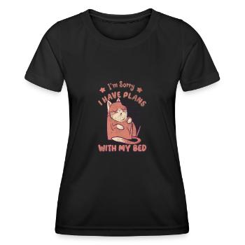 I'm sorry i have plans with my bed Sarcastic Cat - Frauen Funktions-T-Shirt - Schwarz - Vorne - AI Model Female 172 light (172cm)