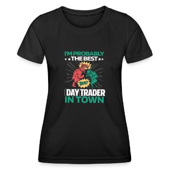 Day Trading Day Trader Taureau Ours - T-shirt sport Femme - noir - Devant - AI Model Female 172 light (172cm)