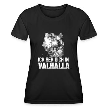 Ich seh dich in Valhalla Krieger Wikinger - Frauen Funktions-T-Shirt - Schwarz - Vorne - AI Model Female 172 light (172cm)