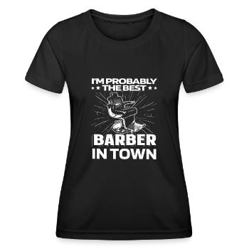 Barber Barbershop Stuhl - Frauen Funktions-T-Shirt - Schwarz - Vorne - AI Model Female 172 light (172cm)