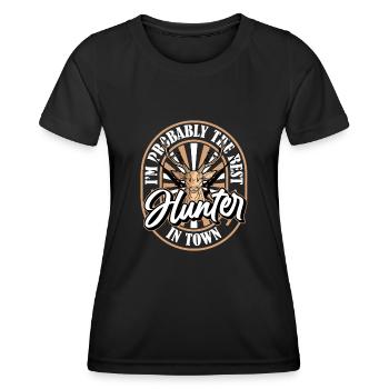 Chasse Chasseur Chasse au cerf - T-shirt sport Femme - noir - Devant - AI Model Female 172 light (172cm)