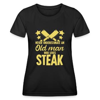 Grillen Grill Fleisch Metzger Steak - Frauen Funktions-T-Shirt - Schwarz - Vorne - AI Model Female 172 light (172cm)