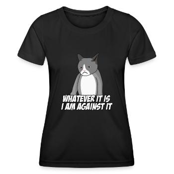 Chat contre la protestation Rejet non - T-shirt sport Femme - noir - Devant - AI Model Female 172 light (172cm)
