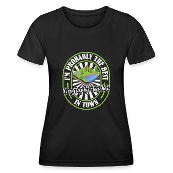 Géographie Géographe Lustig - T-shirt sport Femme - noir - Devant - AI Model Female 172 light (172cm)