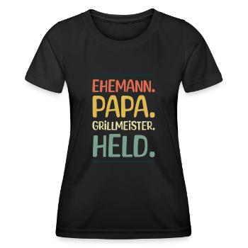 Ehemann Papa Grillmeister - Frauen Funktions-T-Shirt - Schwarz - Vorne - AI Model Female 172 light (172cm)