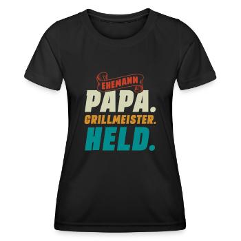 Ehemann Papa Grillmeister - Frauen Funktions-T-Shirt - Schwarz - Vorne - AI Model Female 172 light (172cm)