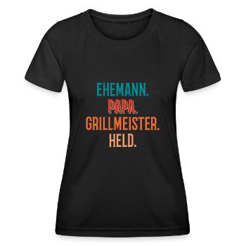 Ehemann Papa Grillmeister - Frauen Funktions-T-Shirt - Schwarz - Vorne - AI Model Female 172 light (172cm)