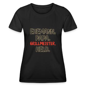 Ehemann Papa Grillmeister - Frauen Funktions-T-Shirt - Schwarz - Vorne - AI Model Female 172 light (172cm)