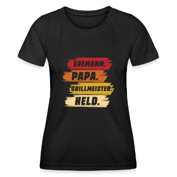 Ehemann Papa Grillmeister - Frauen Funktions-T-Shirt - Schwarz - Vorne - AI Model Female 172 light (172cm)