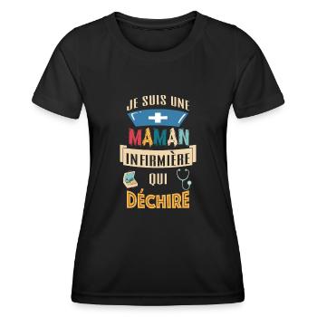 Cadeau je suis une MAMAN infirmière qui déchire - T-shirt sport Femme - noir - Devant - AI Model Female 172 light (172cm)