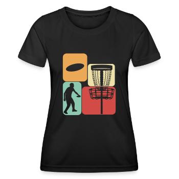 Disc Golf Retro Frisbee Frisbee Sport - Women's Functional T-Shirt - black - Front - AI Model Female 172 light (172cm)