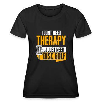 Disc golf Frisbee Therapy Discgolf - Women's Functional T-Shirt - black - Front - AI Model Female 172 light (172cm)