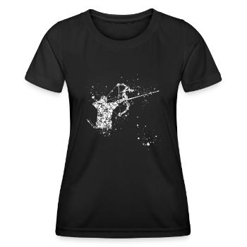 3D Tir à l’arc gouttes de pluie Archer - T-shirt sport Femme - noir - Devant - AI Model Female 172 light (172cm)