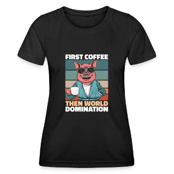Porc Porc Café de l’Éleveur - T-shirt sport Femme - noir - Devant - AI Model Female 172 light (172cm)