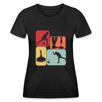 Stockschießen Retro Eisstock - Frauen Funktions-T-Shirt - Schwarz - Vorne - AI Model Female 172 light (172cm)