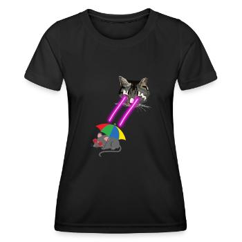 Cat With Laser Eyes - Women's Functional T-Shirt - black - Front - AI Model Female 172 light (172cm)