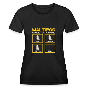 Chien Maltipoo - T-shirt sport Femme - noir - Devant - AI Model Female 172 light (172cm)