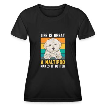 Chien Maltipoo - T-shirt sport Femme - noir - Devant - AI Model Female 172 light (172cm)