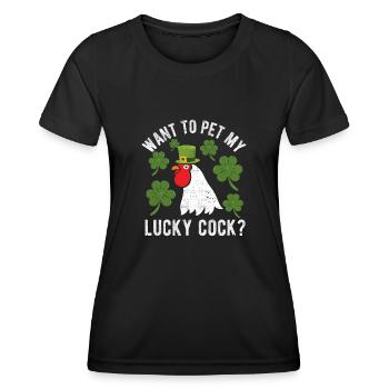 Do you want to stroke my lucky Funny - Women's Functional T-Shirt - black - Front - AI Model Female 172 light (172cm)