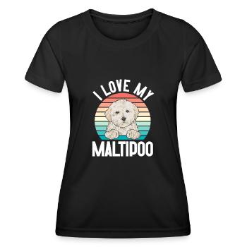 Maltipoo Hund - Frauen Funktions-T-Shirt - Schwarz - Vorne - AI Model Female 172 light (172cm)