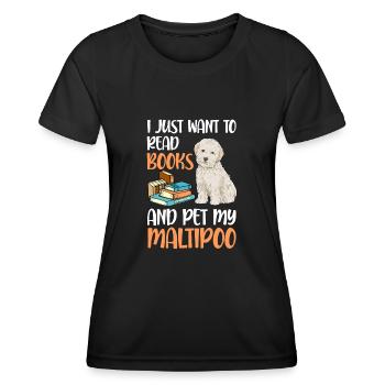 Chien Maltipoo - T-shirt sport Femme - noir - Devant - AI Model Female 172 light (172cm)
