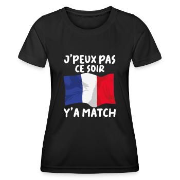 J'peux Pas Match Cadeau Drapeau France Supporter - T-shirt sport Femme - noir - Devant - AI Model Female 172 light (172cm)