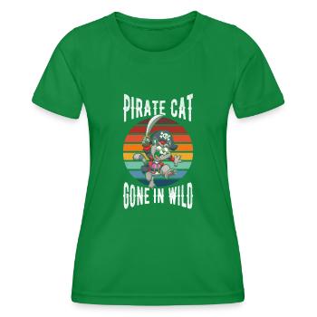 Chat pirate disparu à l’état sauvage - T-shirt sport Femme - vert - Devant - AI Model Female 172 dark (172cm)