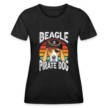 Beagle Pirate Dog - Frauen Funktions-T-Shirt - Schwarz - Vorne - AI Model Female 172 light (172cm)