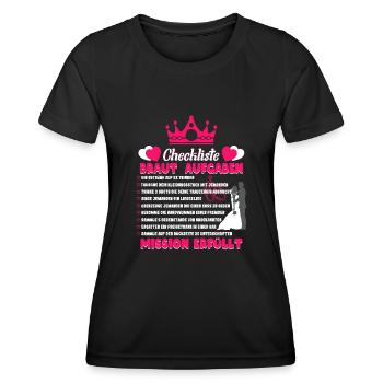 Junggesellinnenabschied Aufgabenliste - Frauen Funktions-T-Shirt - Schwarz - Vorne - AI Model Female 172 light (172cm)