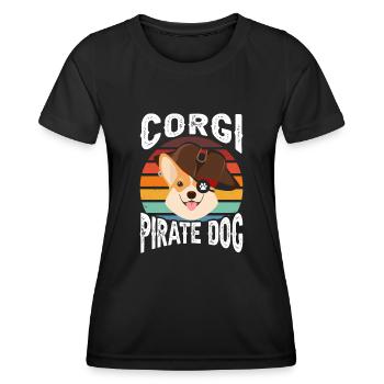 Corgi Pirate Dog - Frauen Funktions-T-Shirt - Schwarz - Vorne - AI Model Female 172 light (172cm)