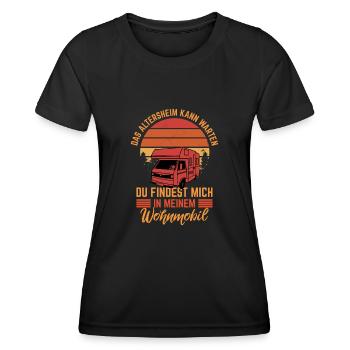 Wohnmobil Wohnwagen Das Altersheim kann warten - Frauen Funktions-T-Shirt - Schwarz - Vorne - AI Model Female 172 light (172cm)
