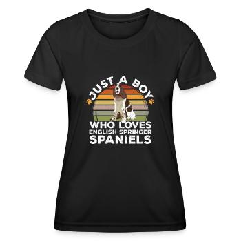 English Springer Spaniel Dog - Women's Functional T-Shirt - black - Front - AI Model Female 172 light (172cm)