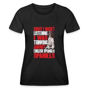 English Springer Spaniel Hund - Frauen Funktions-T-Shirt - Schwarz - Vorne - AI Model Female 172 light (172cm)