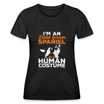 English Springer Spaniel Hund - Frauen Funktions-T-Shirt - Schwarz - Vorne - AI Model Female 172 light (172cm)