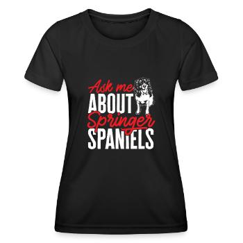 English Springer Spaniel Hund - Frauen Funktions-T-Shirt - Schwarz - Vorne - AI Model Female 172 light (172cm)