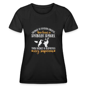 English Springer Spaniel Dog - Women's Functional T-Shirt - black - Front - AI Model Female 172 light (172cm)