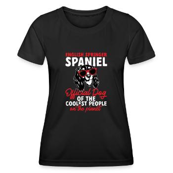 English Springer Spaniel Hund - Frauen Funktions-T-Shirt - Schwarz - Vorne - AI Model Female 172 light (172cm)