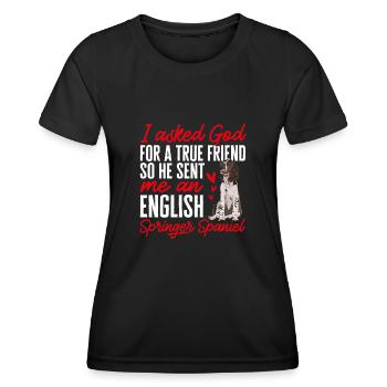 English Springer Spaniel Dog - Women's Functional T-Shirt - black - Front - AI Model Female 172 light (172cm)