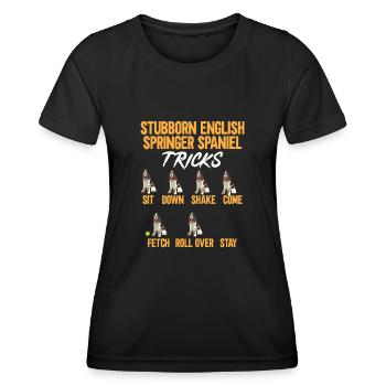 English Springer Spaniel Dog - Women's Functional T-Shirt - black - Front - AI Model Female 172 light (172cm)