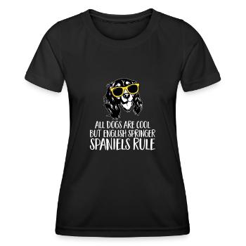 English Springer Spaniel Hund - Frauen Funktions-T-Shirt - Schwarz - Vorne - AI Model Female 172 light (172cm)