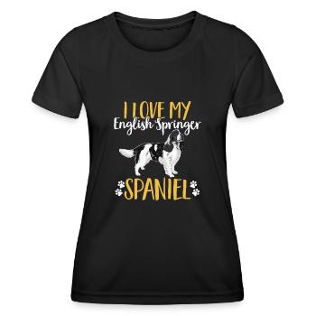 English Springer Spaniel Dog - Women's Functional T-Shirt - black - Front - AI Model Female 172 light (172cm)