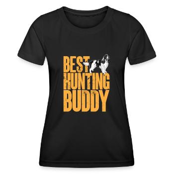 English Springer Spaniel Hund - Frauen Funktions-T-Shirt - Schwarz - Vorne - AI Model Female 172 light (172cm)